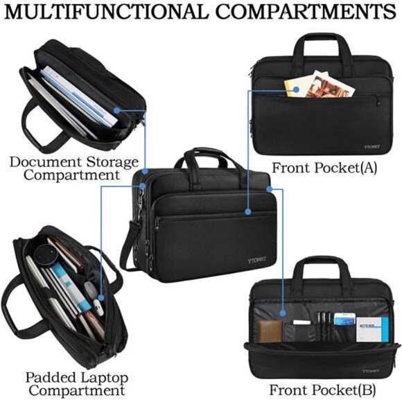 Laptop Bag, Expandable Laptop Briefcases for Men Fits 17.3 Inch Laptop Case - Picture 2 of 7